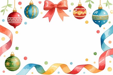 Watercolor Ornament Ribbon Border