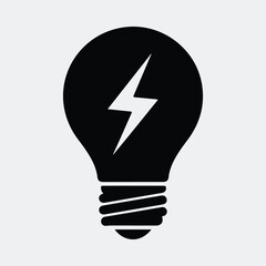 Silhouette light bulb with lightning bolt representing energy and idea concept vector illustration