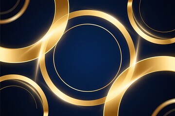 Abstract Gold Circles Dark Blue