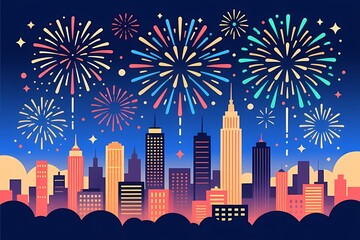 City Fireworks New Year Night