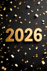 Golden 2026 New Year Confetti