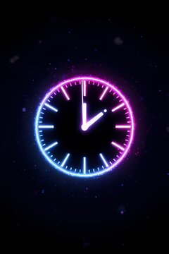 Futuristic Neon Glowing Digital Clock