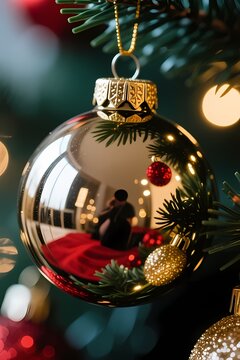 Room Reflection in Shiny Christmas Bauble
