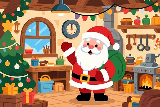 Santa Claus Workshop Illustration