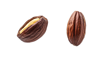 Two shea nuts isolated on transparent background brown shea nuts and shea butter