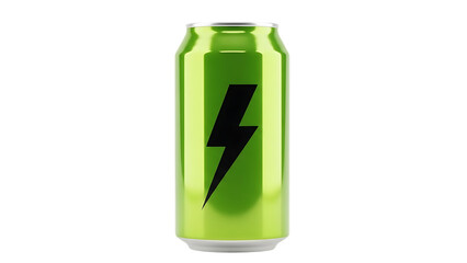 Green energy drink can with black lightning bolt logo