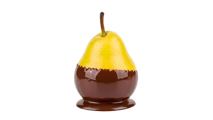 Chocolate Covered Pear on White Background
