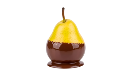 Chocolate Covered Pear on White Background