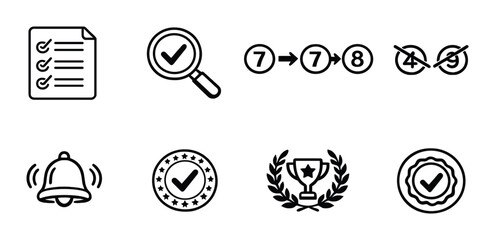 Minimalistic icons for task management and achievement tracking