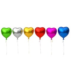 Collection of heart-shaped balloons in various vibrant colors