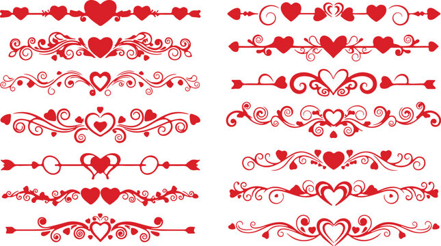 Valentine love heart divider and border frames eps