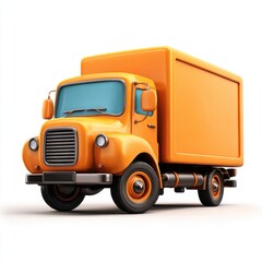 Orange cartoon truck isolated on white background