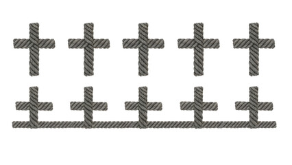 Fototapeta premium Textured Rope Crosses Pattern On Black Background