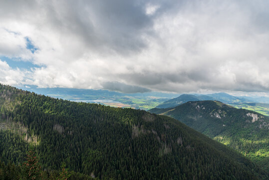 View during hiking from Biela skala to Sivy vrch hill in Western Tatras mountains in Slovakia