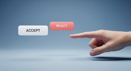 Hand choosing between accept and reject options on digital interface