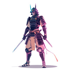 Fototapeta premium Detailed Purple Cyberpunk Samurai Warrior Full Body