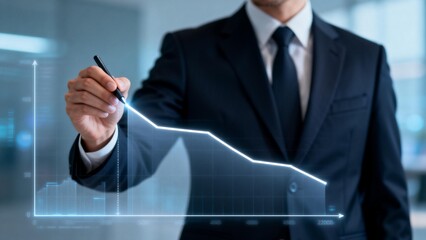 Businessman drawing financial graph