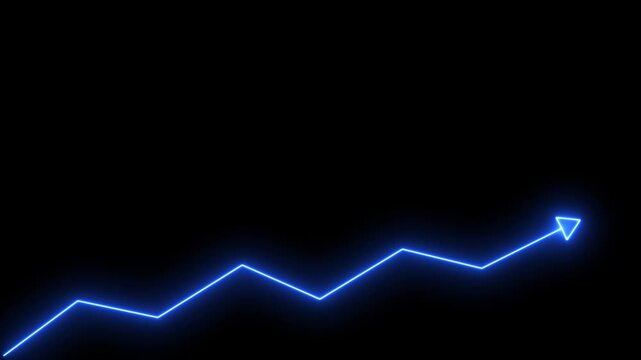 Market Recovery Concept. Successful growth trend blue line graph going Up. 
