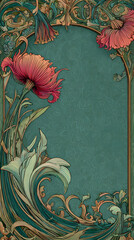 Art nouveau style background with elegant organic lines and centered empty copy space