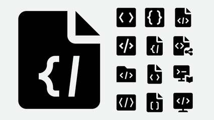 Obraz premium Code tags and programming icons set