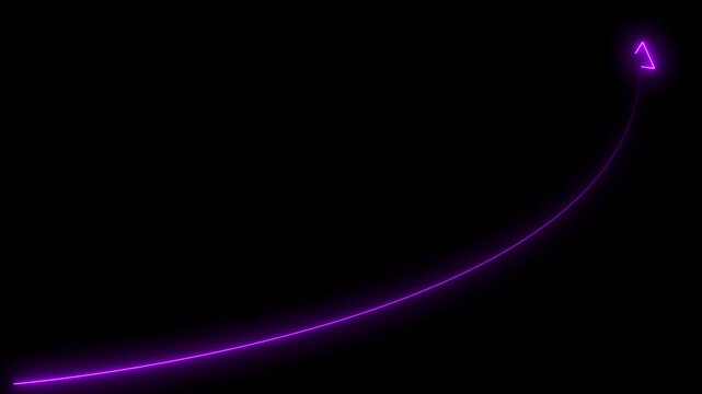 Neon red arrow growth Up icon on background. business graph animation arrow symbol concept.