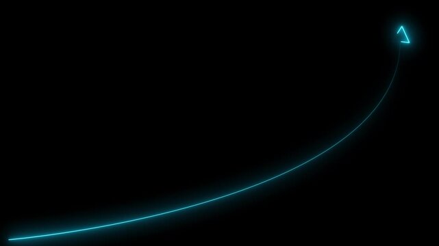 Neon red arrow growth Up icon on background. business graph animation arrow symbol concept.