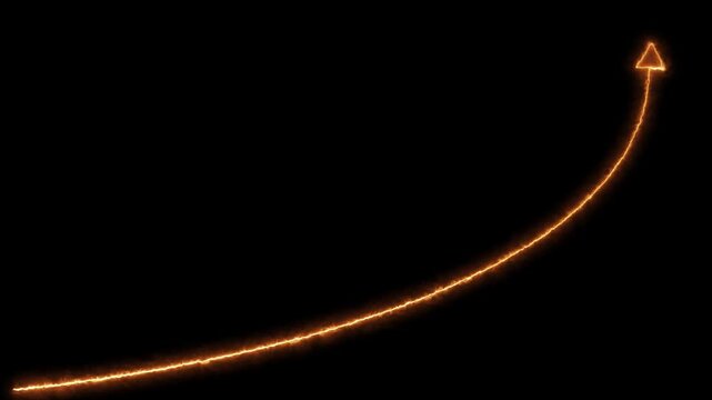 Neon red arrow growth Up icon on background. business graph animation arrow symbol concept.