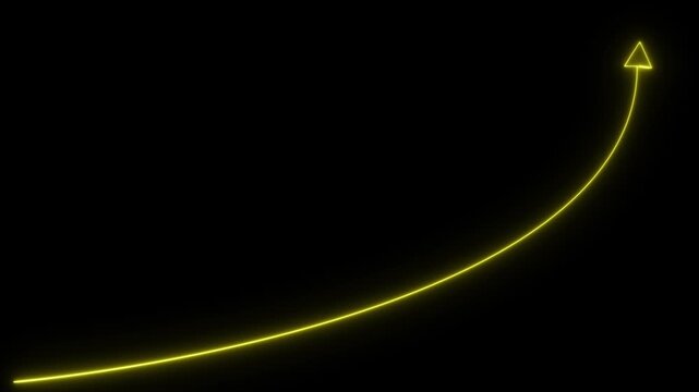 Neon red arrow growth Up icon on background. business graph animation arrow symbol concept.