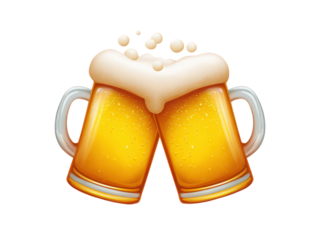 Two glasses of beer with foam on top, one on the left and one on the right