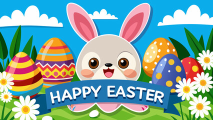 easter bunny with easter eggs