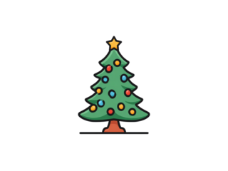 A Christmas tree with a star on top and many ornaments