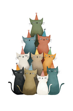 multiple cats illustration