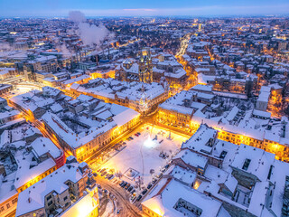 Traian Square winter aerial