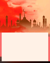 vector illustration of a Ramadan background 
, Islamic Ramadan Kareem Background Template with Mosque Silhouette and Copy Space