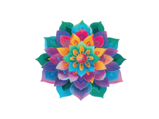 A colorful flower with a yellow center