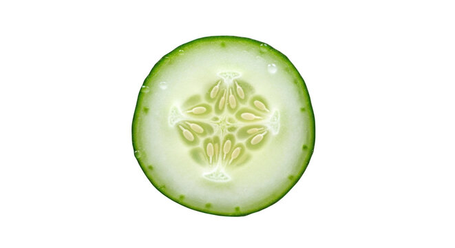 Freshness unveiled: a backlit cross-section of a cucumber radiating vitality and natural elegance
