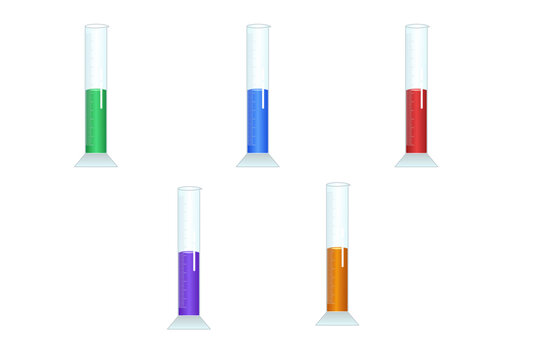 Laboratory Beakers with Colorful Liquid Experiment Vector