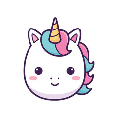 Adorable Cartoon Unicorn Head Illustration