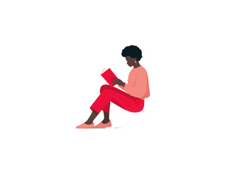 Fototapeta premium A woman is sitting on the floor reading a book