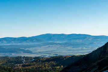 Strbske Pleso and Low Tatras mountains with Kralova hola hill from Mlynicka dolina valley near Pleso nad Skokom in High Tatras mountains in Slovakia © honza28683