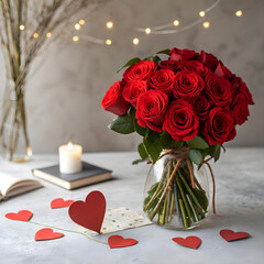 Valentine&rsquo;s Day Love Concept with Hearts and Roses