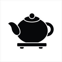Concept of comfort and relaxation depicted with a minimalist black teapot icon, symbolizing hot beverages, warm drinks, and the soothing ritual of tea preparation