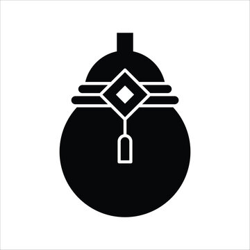 Stylized black silhouette icon depicting a traditional decorative calabash gourd flask, symbolizing ancient customs, beverage storage, and cultural elegance