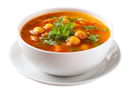 Hearty Harira Soup isolated on transparent background