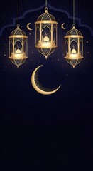 Eid Lanterns and Moon.