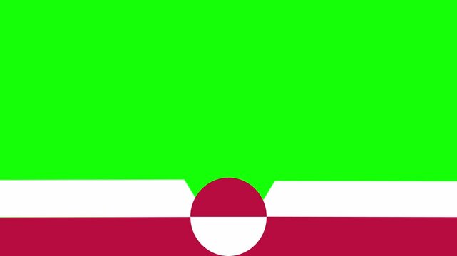 Animated Greenland flag border with green screen chroma key and copy space. Patriotic motion graphic overlay for national news, travel documentaries, and polar events. High-quality editing template.