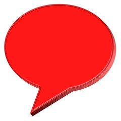 Red 3D chat bubble icon with glossy finish, modern social media message notification design element

