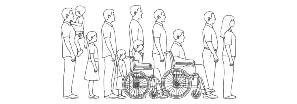 Professional Architectural People CAD Drawings - Scale Figures of Adults Children and Wheelchair Users in Elevation View