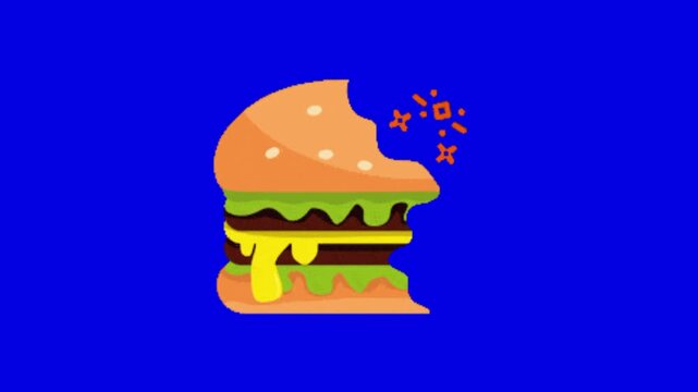 fast food burger on blue background