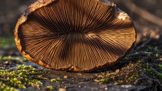 Close Up View of Large Gilled Mushroom in Natural Environment